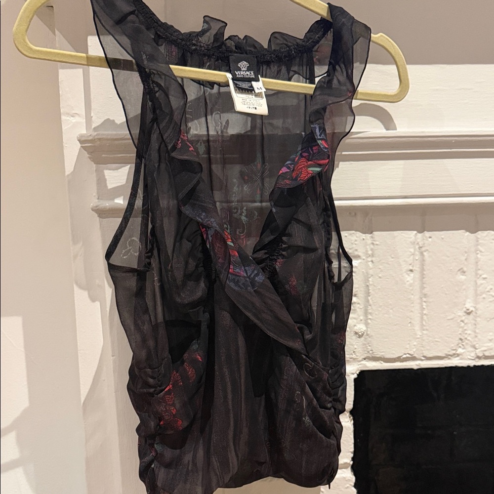 Versace Black Ruffled Top